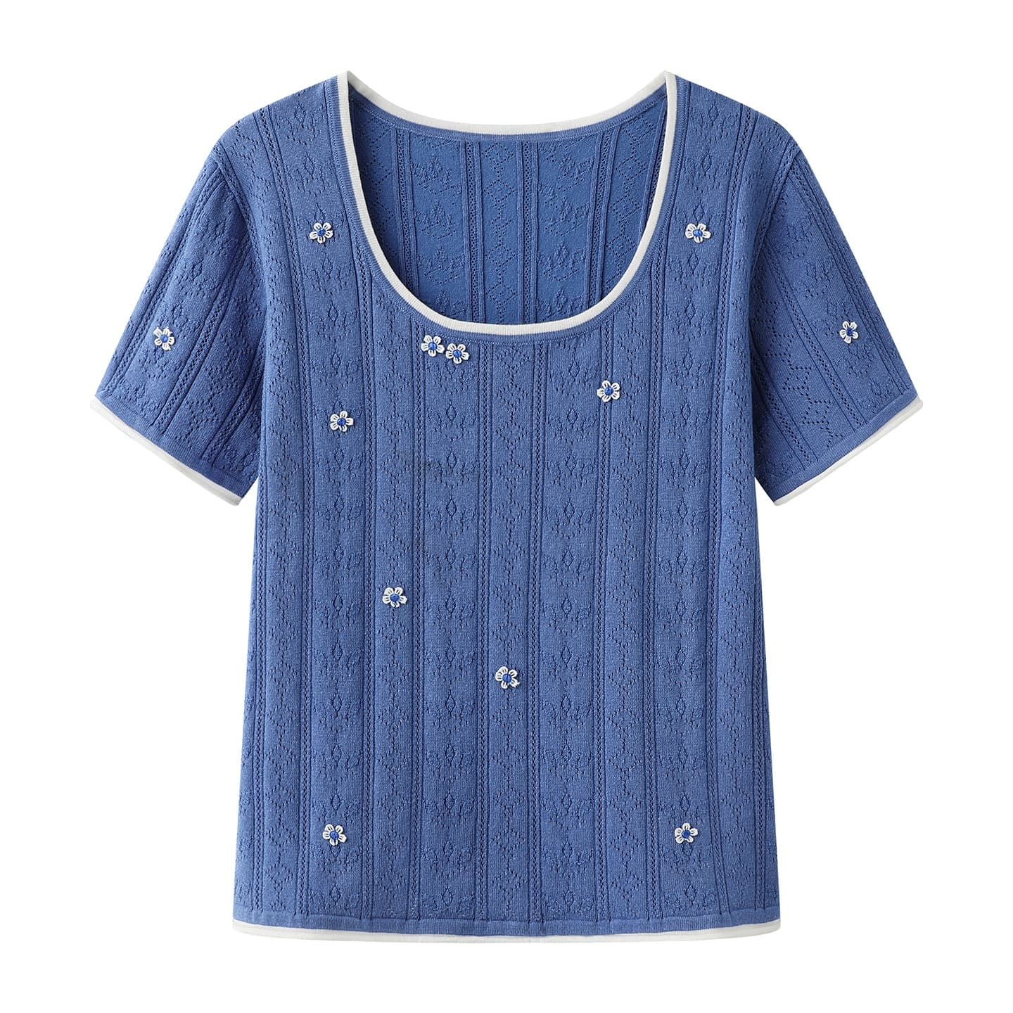 2026 Summer New Short Sleeve Top Hollow Texture Knitwear for Women
