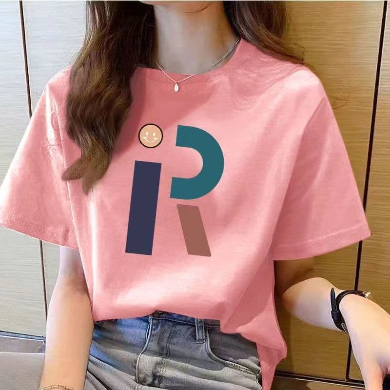 2024 Summer New Cotton Short-Sleeve T-Shirt for Women, Loose Fit Student Tee, Simple Top, Ins Style
