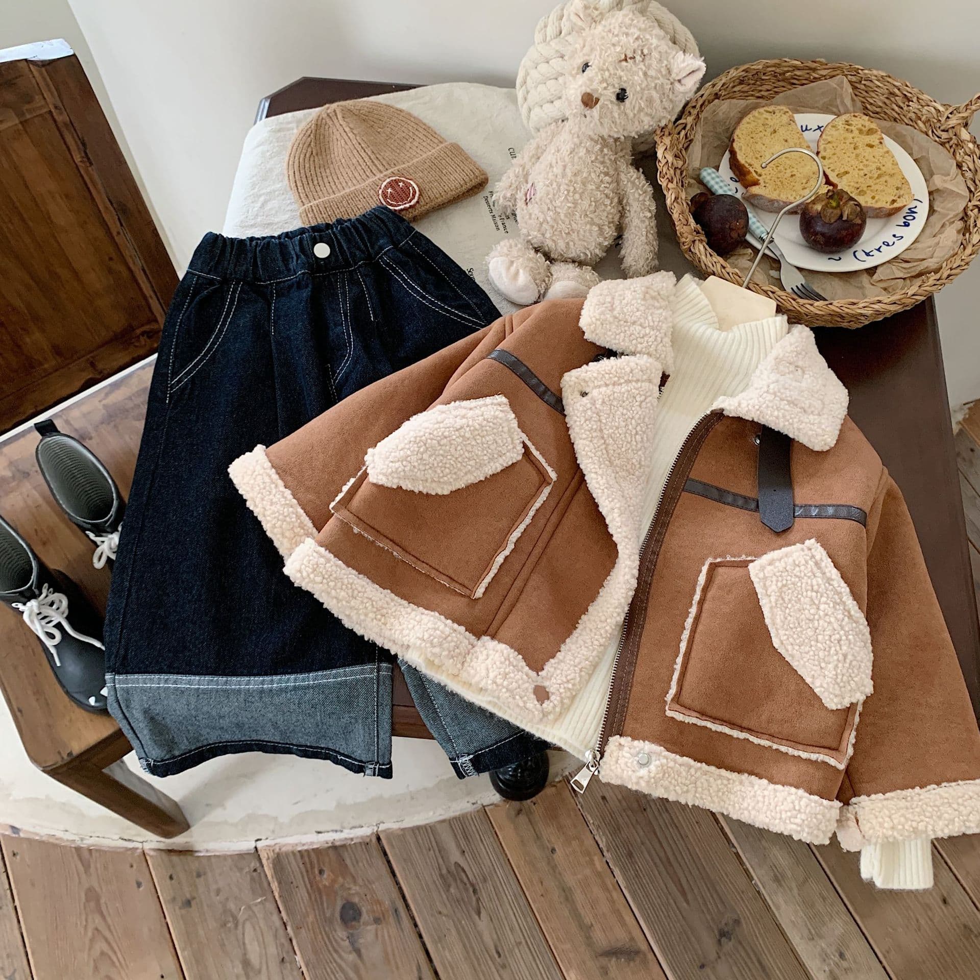 Montaigne Quality Children's Wear, Boys' Winter Korean Style Fur Integrated Suede Warm Jacket Trendy Mid-Child Wholesale