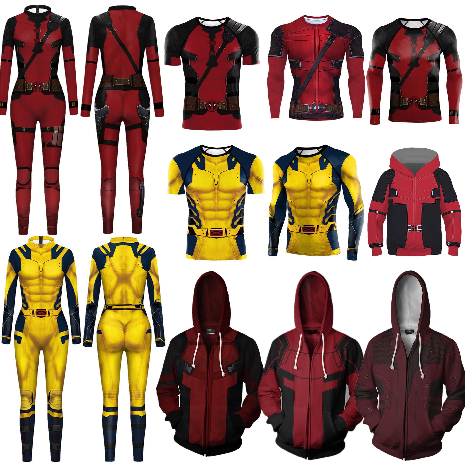 Cross-border foreign trade new style Deadpool and Wolverine 3D animation sweatshirt jumpsuit cosplay sweatshirt tights