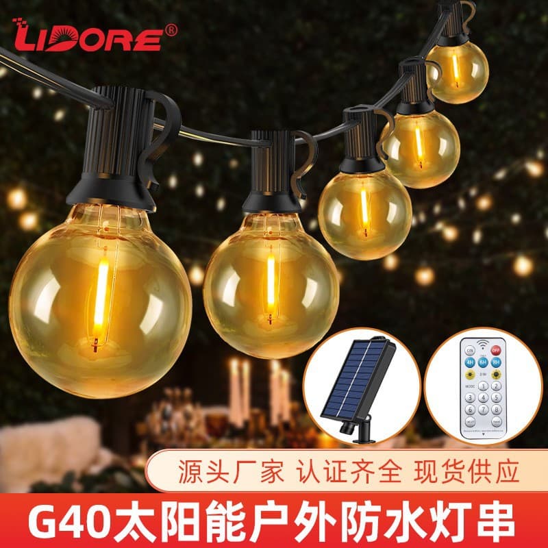 Cross-border Hot Selling G40 Globe Bulb Solar Garden Light Outdoor Waterproof Camping Light Garland Decorative Light