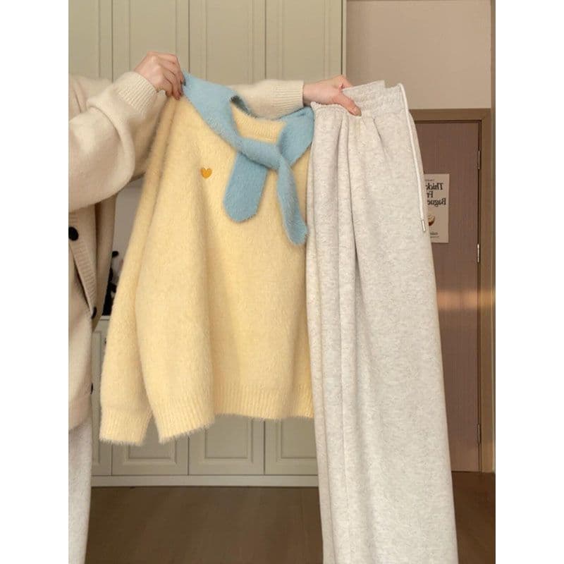 Faux Mink Fur Yellow Pullover Soft Sweater Women Autumn Winter Korean Style Cozy Knit Top