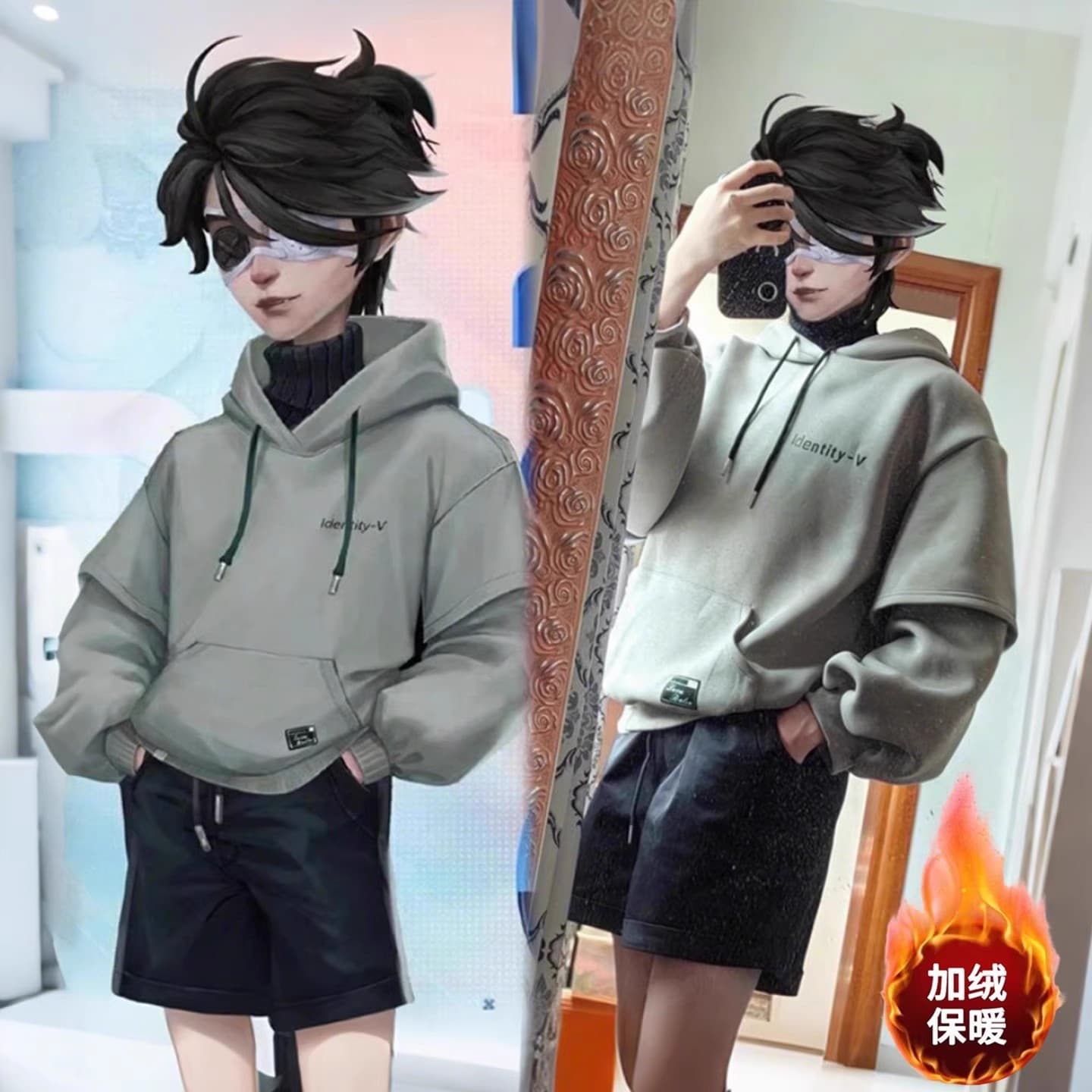 Popular Identity V team e-sports cosplay team series unisex winter fleece-lined hooded jacket