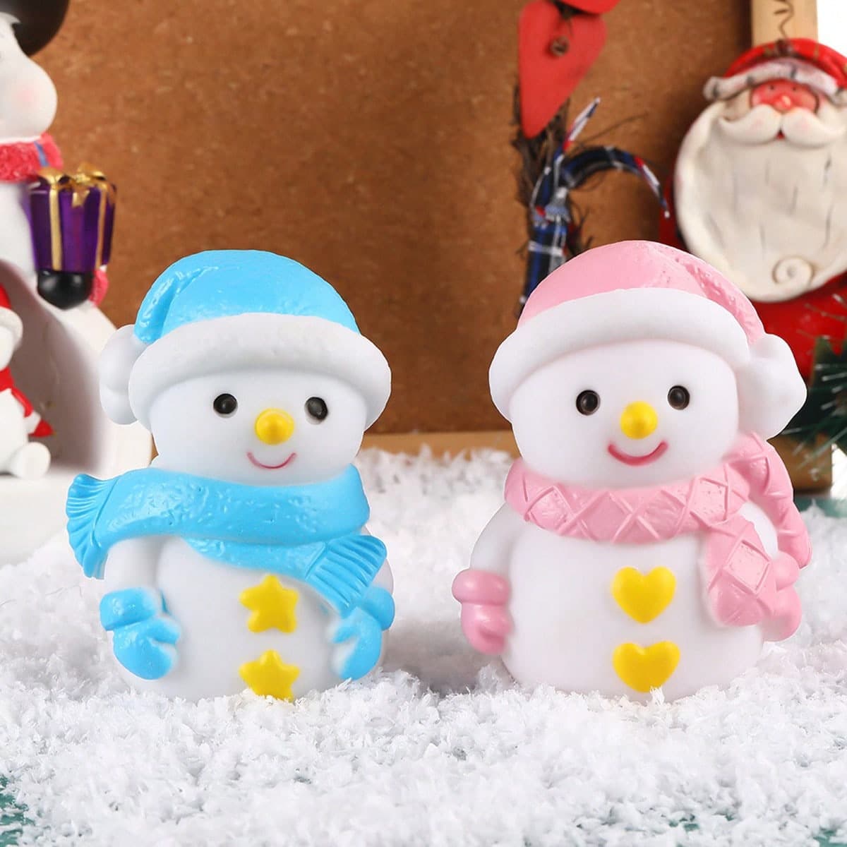 Creative cute little snowman silicone mold DIY Christmas couple scented candle mold handmade soap plaster ornament mold