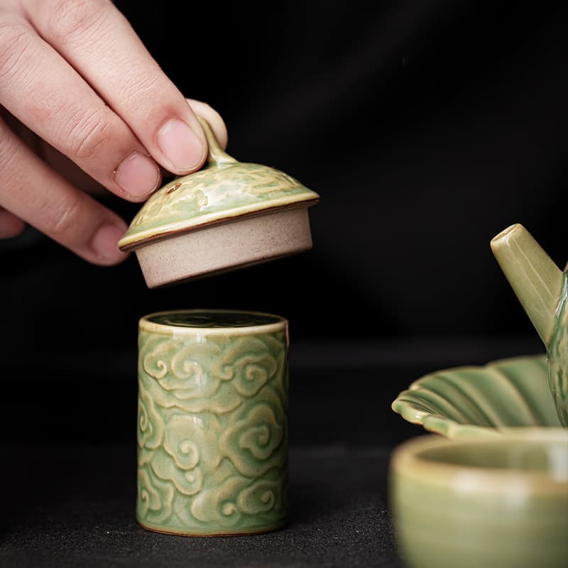 Retro Purple Clay Teapot Lid Rest, Ceramic Covered Bowl Lid Holder Tea Ceremony Accessory, Iron Pot Lid Stand Celadon