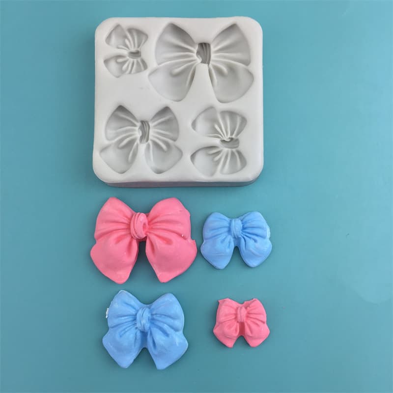 Handmade Chocolate Sugarcraft Silicone Mold Butterfly Knot Four Holes Soft Candy Drip Wax Enamel Irregular Shape Baking Tool