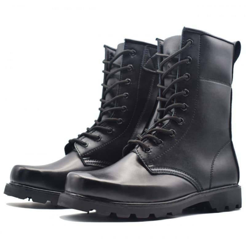 Mid-top Anti-slip Outdoor Cowhide Military Boots for Men, Special Forces Combat Boots with Steel Toe and Steel Sole, Martin Boots for Men