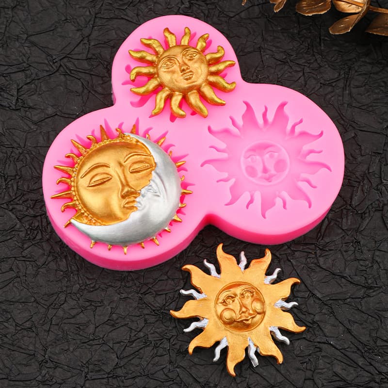 Sun God Moon Copper Face Silicone Mold DIY Fondant Chocolate Baking Mold Cake Decor Epoxy Resin Mold