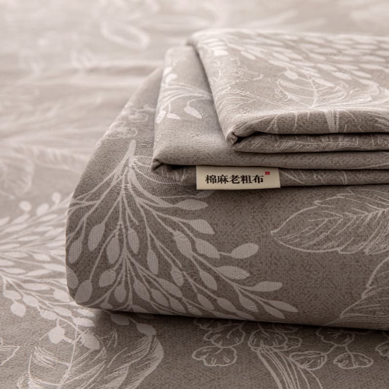 New Vintage Washed Linen Coarse Cotton Bed Sheet Set - Single Flat Sheet, Pillowcase, 3-Piece Set, All-Season