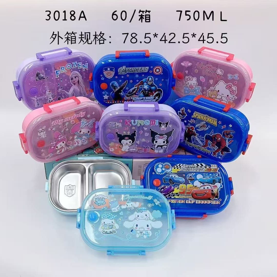 New 3018A stainless steel 2-compartment lunch box capacity 1000ml sealed and leak-proof children's kindergarten lunch box