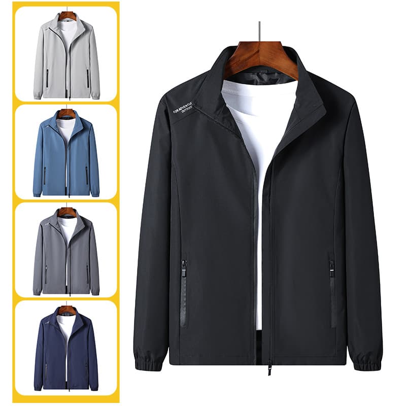 Custom Community Men's Stand Collar Jacket, Men's Spring/Autumn Business Casual Thin Jacket, Cross-Border Korean Style Men's Jacket