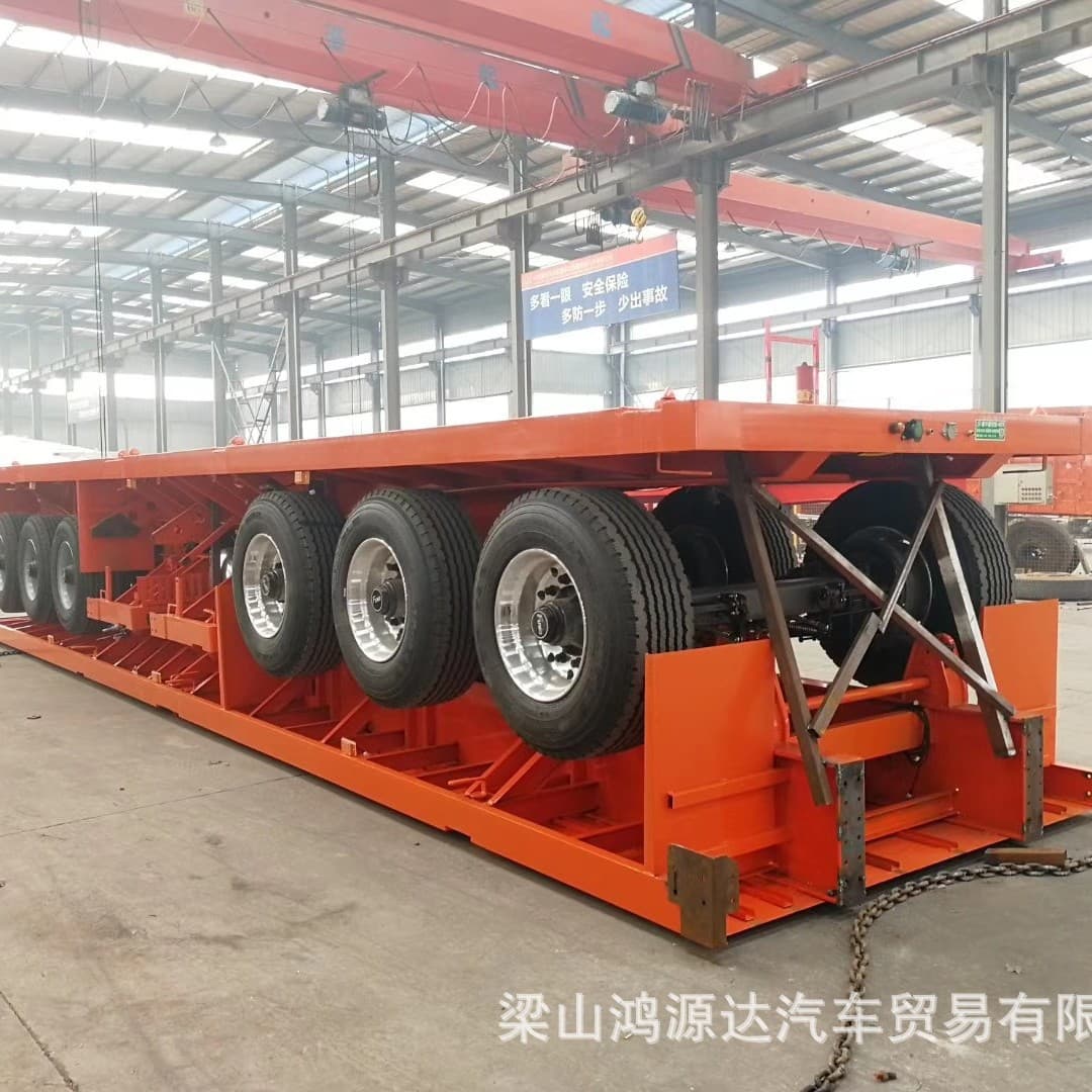 Export to Africa three-axle 13-meter flatbed semi-trailer structure and load capacity