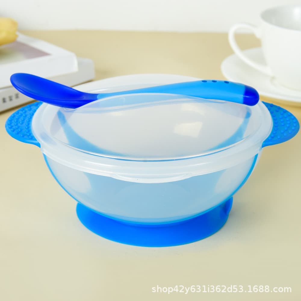 Wholesale Baby Suction Bowl Set Non-Slip Drop-Proof Infant Bowl with Temperature Sensing Spoon Baby Training Bowl Food Bowl