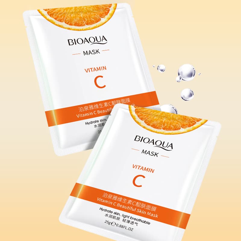All-English VC Facial Mask Biquan Ya Vitamin C Brightening Facial Mask Cross-border Foreign Trade Skincare Wholesale Facial Mask Chinese