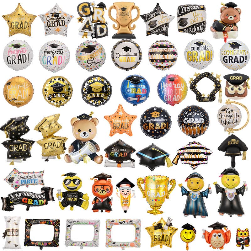 Cross-border Graduation Party Decoration Balloon Graduation Season Decoration Doctor Cap Cartoon Aluminum Film Balloon Graduation Celebration Set