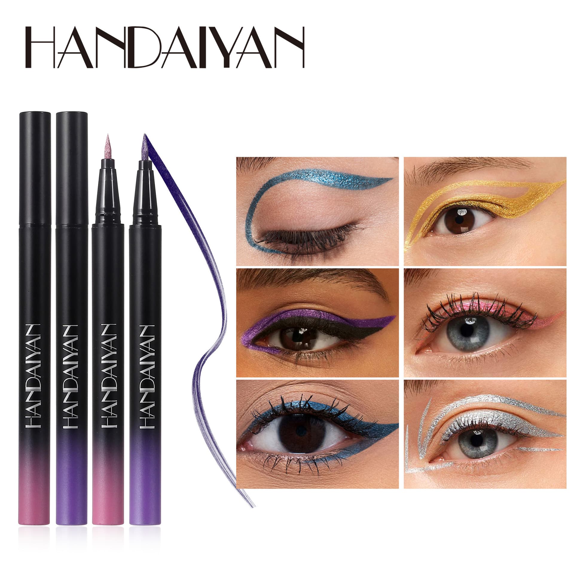 Cross-border Pearlescent Eyeliner Pen Waterproof Long-lasting Smudge-proof Handaiyan Ultra-fine Metallic Liquid Eyeliner Pen