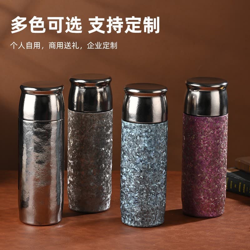 Magnetic pure titanium thermos cup, double-layer titanium stewed tea thermos cup, good-looking men and women, high-end gift giving titanium cup