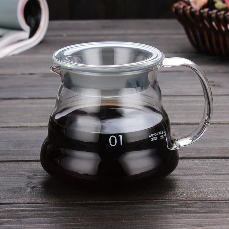 Thick Glass Cloud Coffee Pot with Scale, Sharing Carafe, Moka Pot, and Filter Cup for Pour-Over