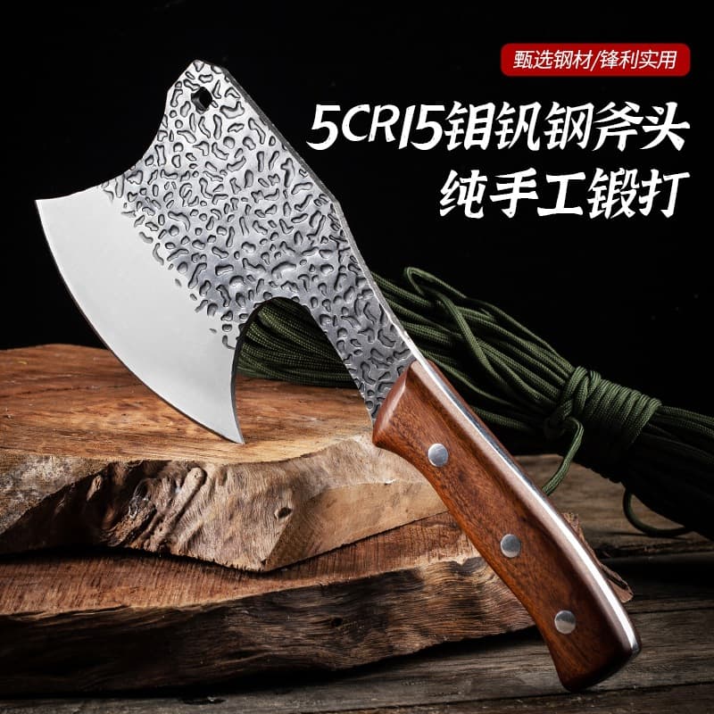 Forged Bone Cleaver Axe for Chopping Beef and Pork Bones, Multi-functional Small Axe for Outdoor Firewood Cutting, Portable Field Chopping Tool