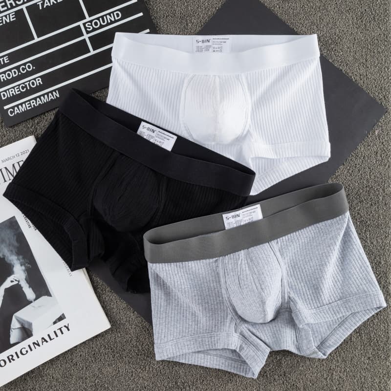 Men's Underwear Pure Cotton Boxer Briefs Threaded Cotton Boxers Summer Thin Underpants Boys Sports Boxers