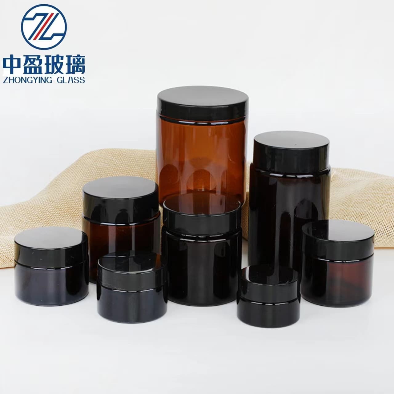 Wholesale spot brown light-proof glass cream bottle brown face cream bottle cosmetics refill bottle eye cream bottle sealed jar