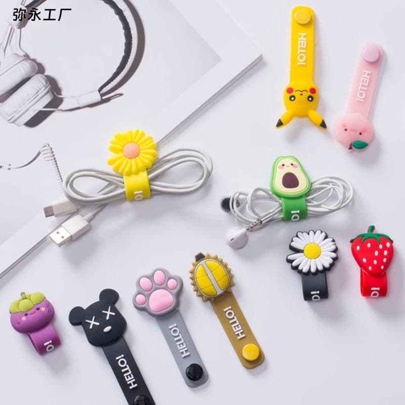 Cartoon cable manager, headset, mobile phone data cable winder, cable clamp, storage buckle, portable mini buckle cable winder
