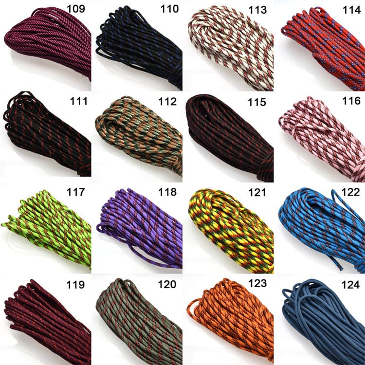 7-core paracord, camping gear rope, braided rope, tent rope, in stock, factory direct sales, wholesale, mixed batch.