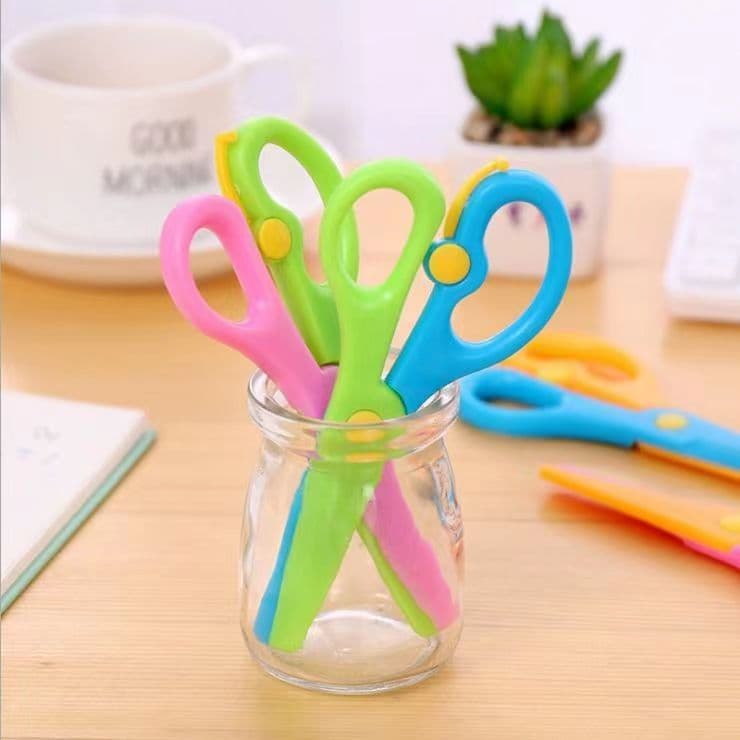 Elementary School Kindergarten Class Paper Cutting Blunt Oval-tip Cute Baby Children Scissors Source Factory Direct Wholesale