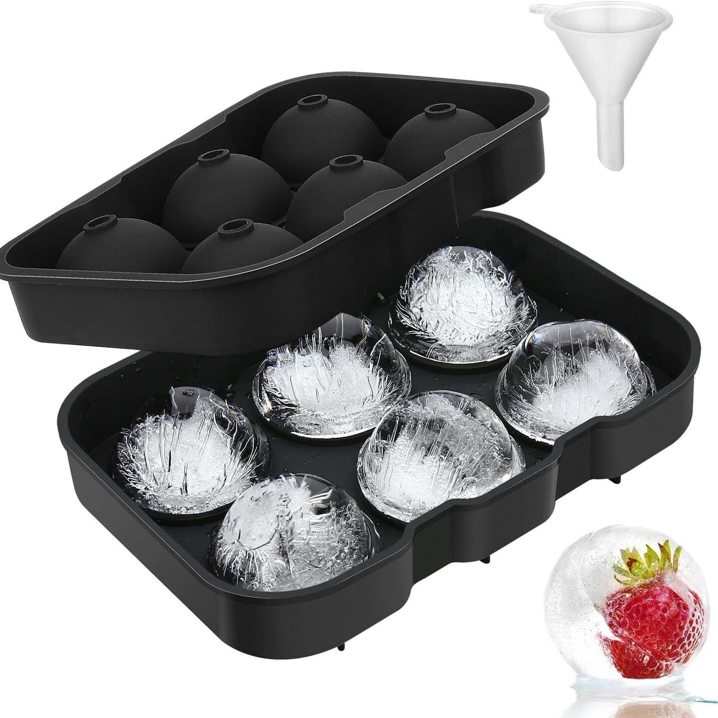 Amazon 6-Cavity Large Silicone Ice Cube Tray Mold, 6-Round Ice Ball Maker for Home Use, Popsicle Mold Box