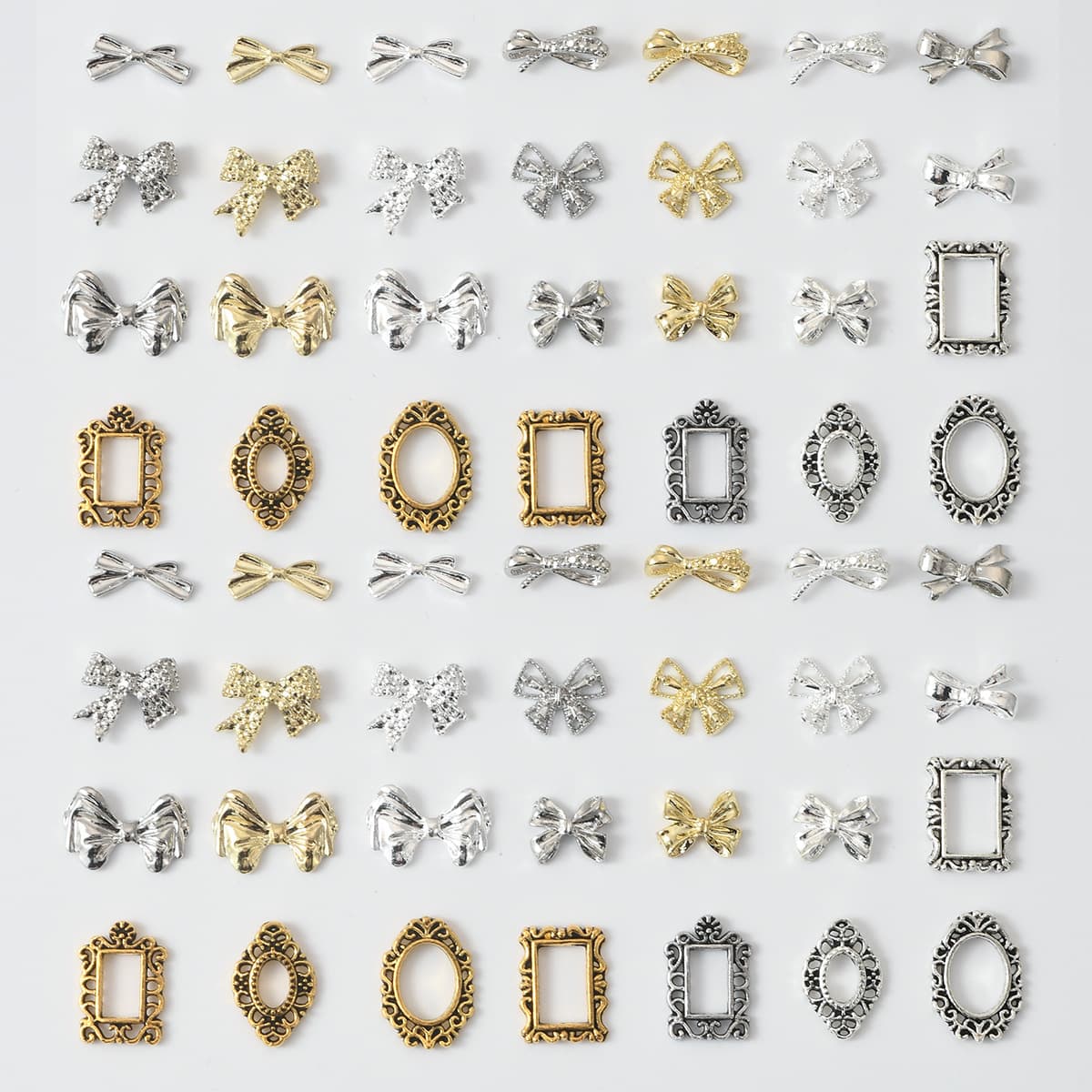 New manicure butterfly jewelry Internet celebrity alloy Japanese bow tie bow retro photo frame nail accessories