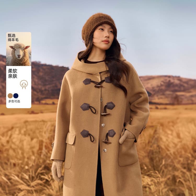 [Preppy Style Double-Sided Wool Coat] Slim & Stylish Plus Size Retro Duffle Coat, New Winter Style for Curvy Women