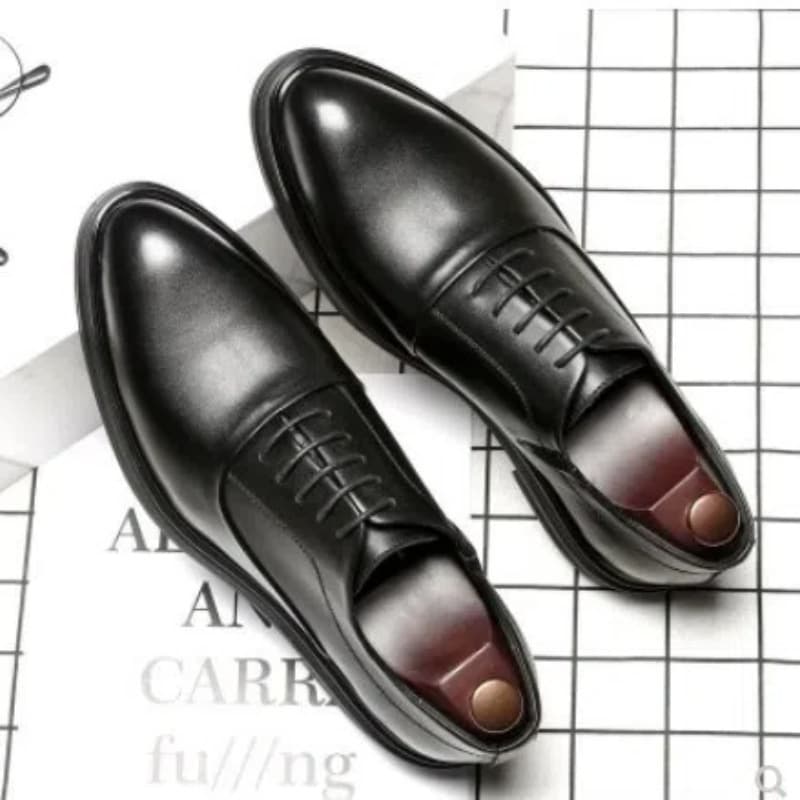 British Pointed Toe Business Leather Shoes, Fashionable Casual Black Large Size Cross-border Formal Shoes, Handsome Office Worker Genuine Leather Men's Shoes