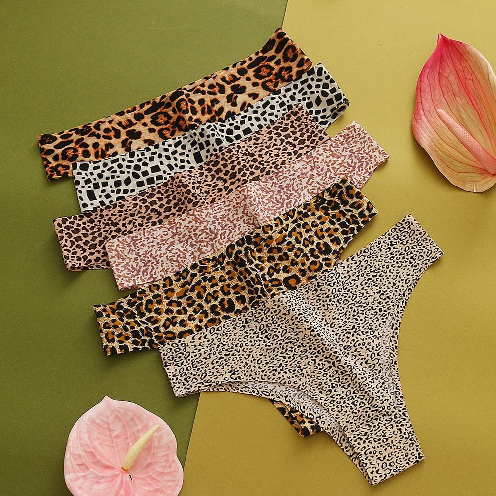 Women's Sexy Leopard Print Panties, Zebra Print Comfortable Ice Silk Seamless Breathable Brazilian Panties
