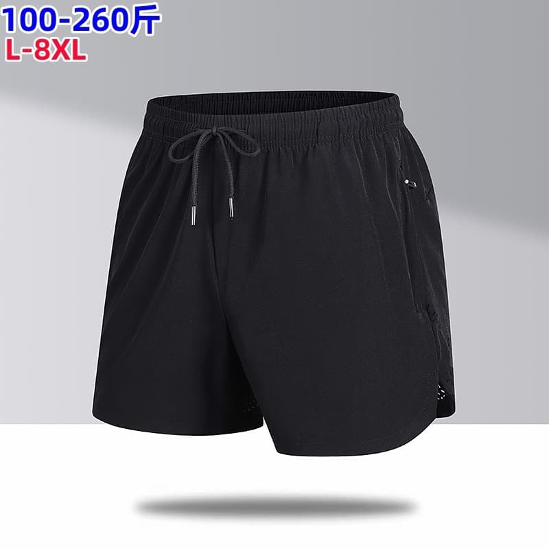 L-8XL New Summer Ice Silk Three-Quarter Shorts for Men, Sports Running Quick-Dry Fitness Casual, Big Size