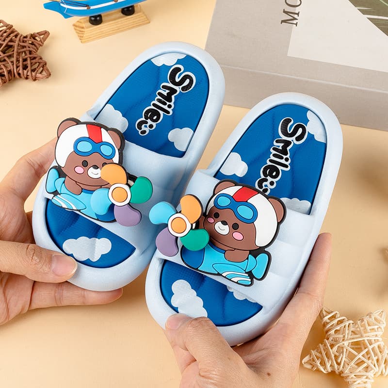 Cute Bear Windmill Kids Slippers Summer Home Comfort Soft Sole Baby Girl Sandals Boys Outdoor Children's Slippers