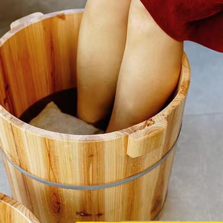 New Natural Fir Wood Foot Soaking Tub, Thickened Crack-Resistant Deep Basin for Home Pedicure and Massage