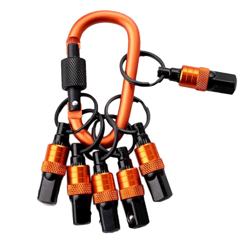 3PC Keychain Extension Bar Socket Holder 3/8" Drive 10mm Aluminum Socket Extension Bar Carabiner Set