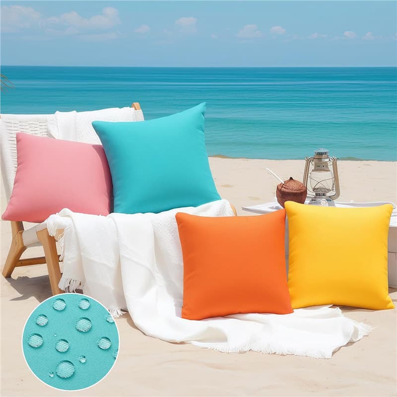 Amazon Best-Selling Solid Color Outdoor Waterproof Throw Pillow Cover, Patio Sofa Cushion Cover, Multi-Color Versatile Cross-Border