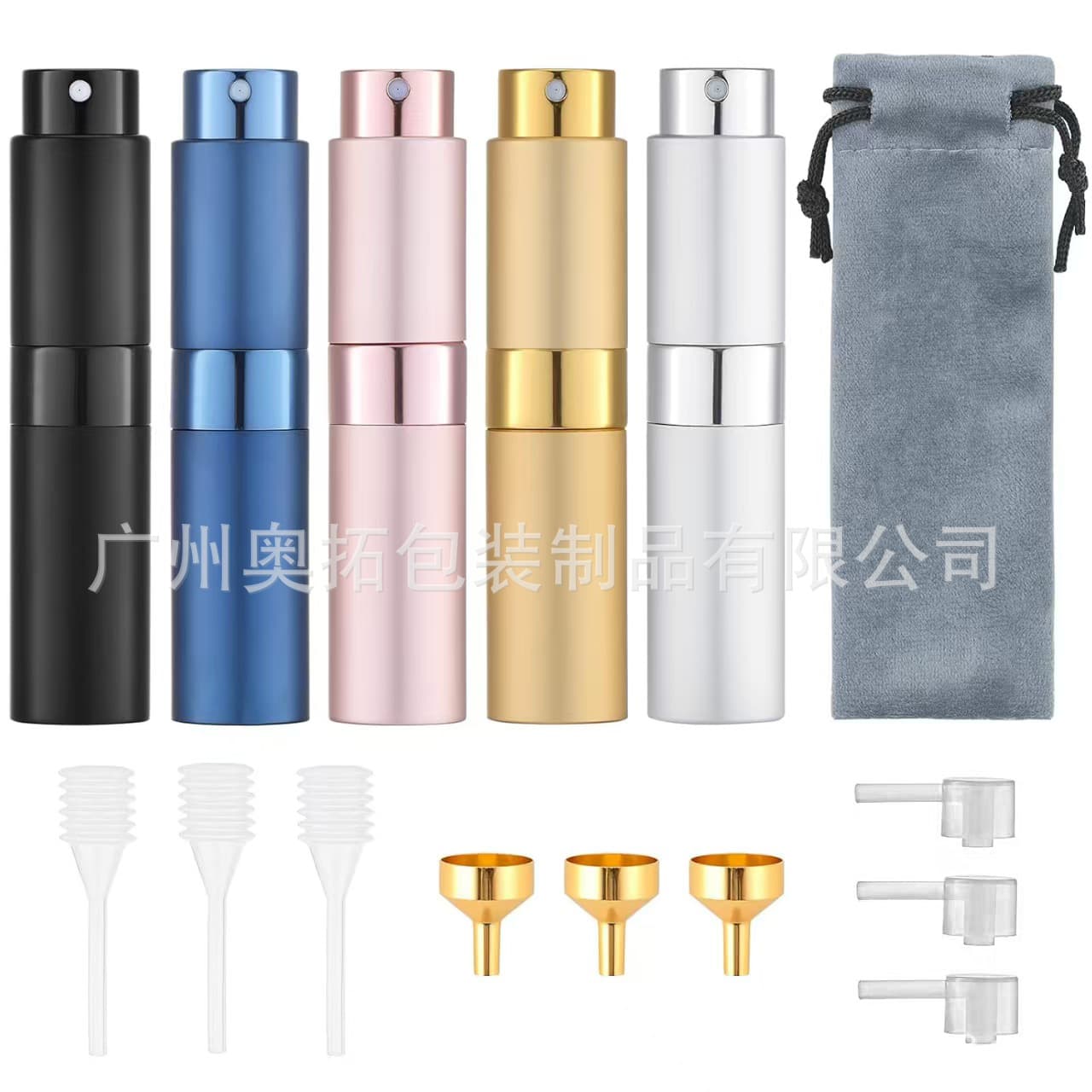 Factory Stock Perfume Refillable Bottle 8ml Three-Section Twist Bottle Set Spray Empty Bottle Packaging Rotating Sample Dispenser