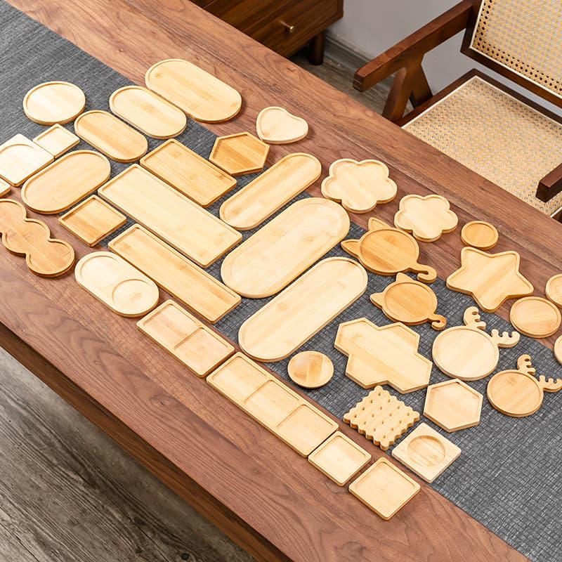 Bamboo Coaster, Tea Saucer, Snack Tray Accessory, Flowerpot Bamboo Tray, Heat Insulation and Anti-scald, Various Shapes and Sizes for Ceramic Cups