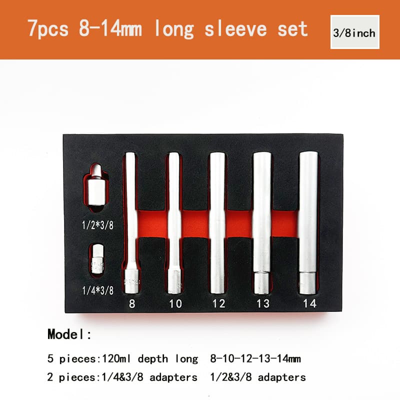 Cross-Border Hot-Selling 7-Piece Set, 3/8 Inch 120ml Extended Hex and 12-Point Long Socket Set, EVA
