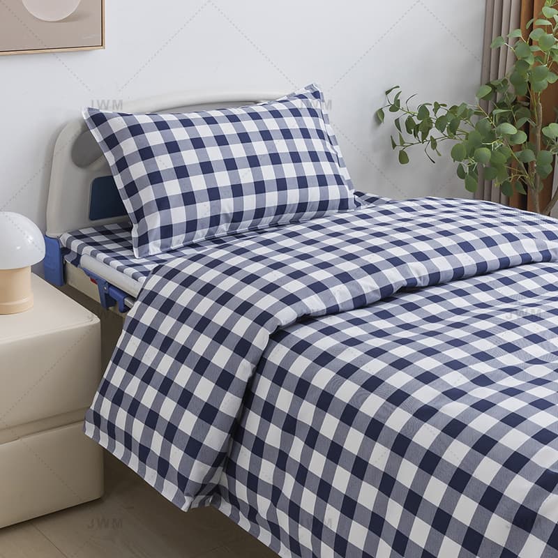 Hospital and nursing home bed sheet and duvet cover set, all-cotton three-piece set, hospital-grade, thickened, chlorine-resistant bedding, A1