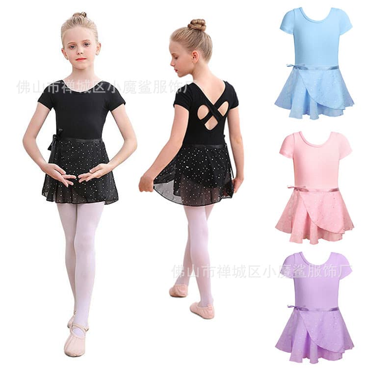 Girl's Love Dance Skirt Girl's Four Seasons Short-sleeved Ballet Practice Suit Two-piece Gymnastics Performance Suit
