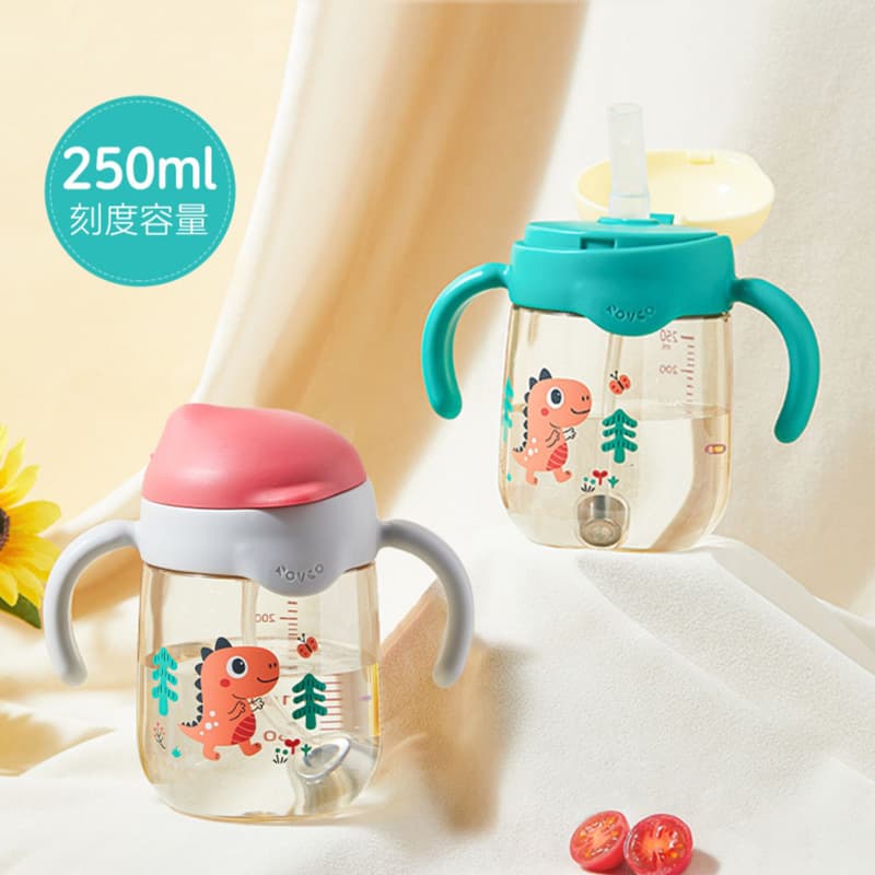 Rikang Kids Water Cup Milk Cup Bottle 6 Months Baby Training Cup Kindergarten Straw Cup with Handle