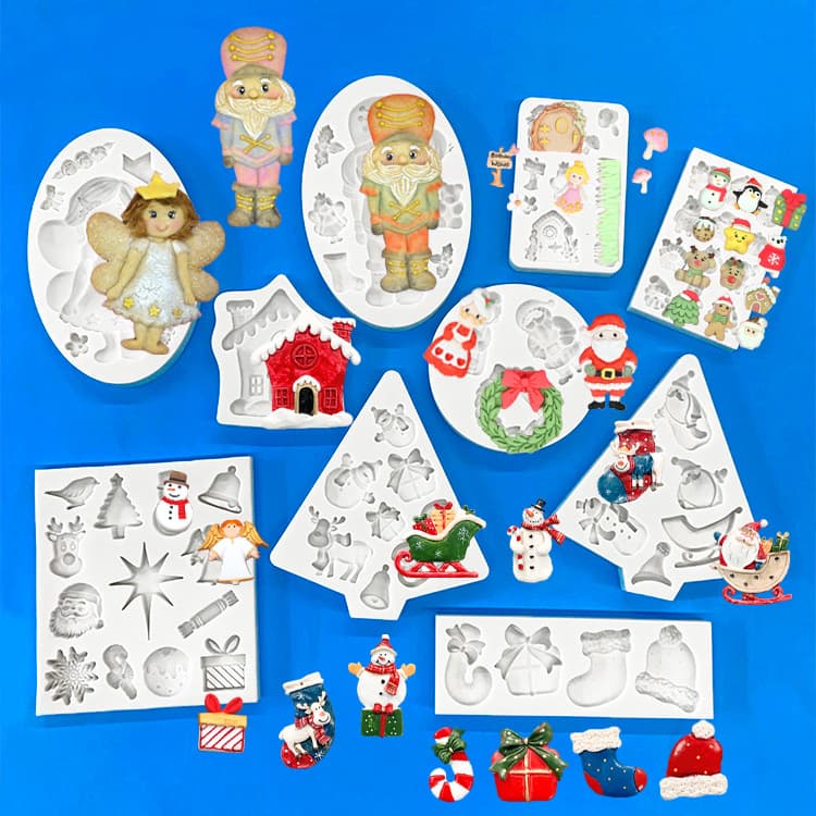 Christmas Mold Series Fondant Silicone Mold Snowflake Santa Chocolate Mold Gingerbread Man Cake Pastry