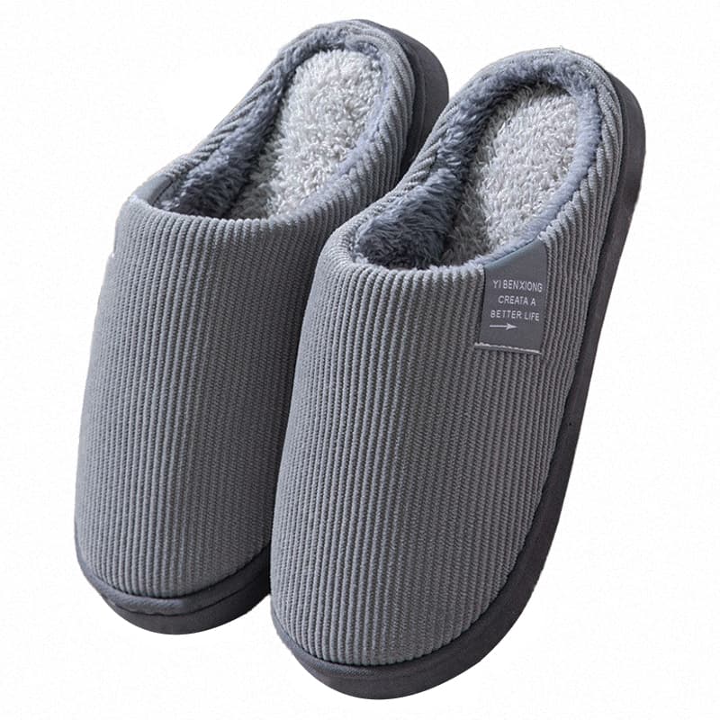 Winter New Cotton Slippers for Women, Indoor Home Warm Non-Slip Soft Sole Couple Cute Silent Fleece-Lined Slippers for Men