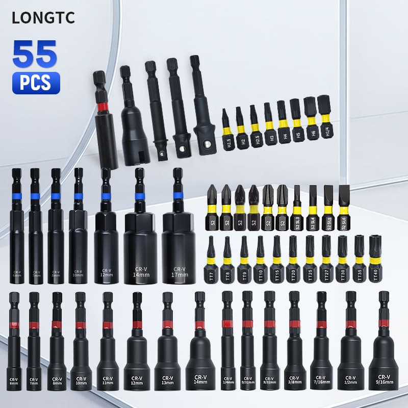 Shangrong 55PCS Screwdriver Bits Set Cross Impact Hex Socket Screwdriver Bits Drill Self-Tapping
