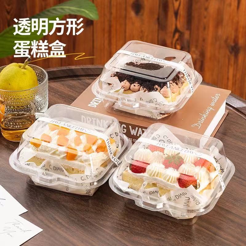 Tiramisu Box Cake Packaging Box Transparent Square Mousse Portion Packing Sliced Mille Crepe Butter Rice Cake Box