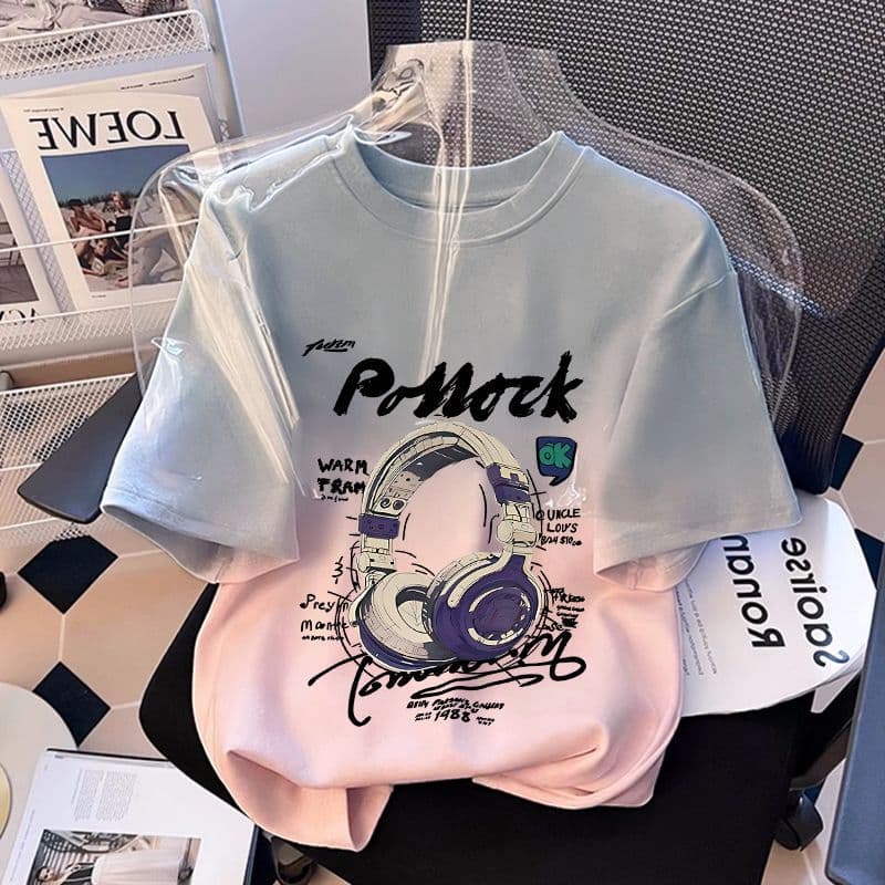 New Summer Short Sleeve T-Shirt for Boys and Girls, Gradient Style, 100% Cotton Top for Kids