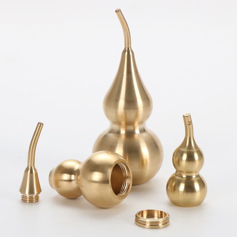 Brass Glazed Gourd, Etched Gourd Ornament, Five Emperor Coins with Openings Top and Bottom, Pure Copper Brass Pendant Wholesale